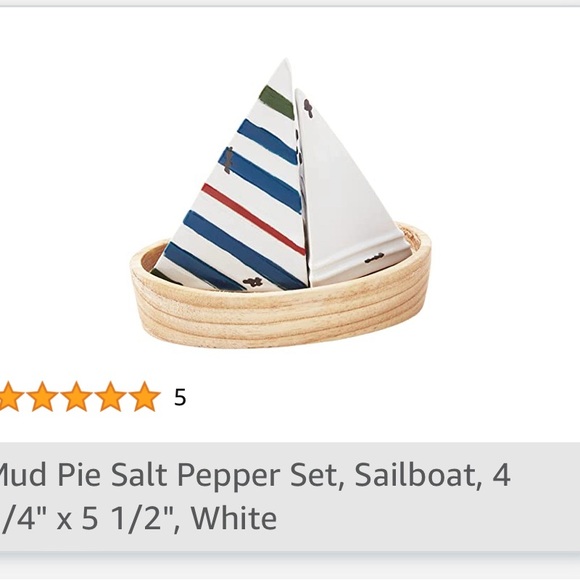 Nautical Stoneware Sailboat S/P shaker’s and butter (serving dish boat/paddle - Picture 13 of 17